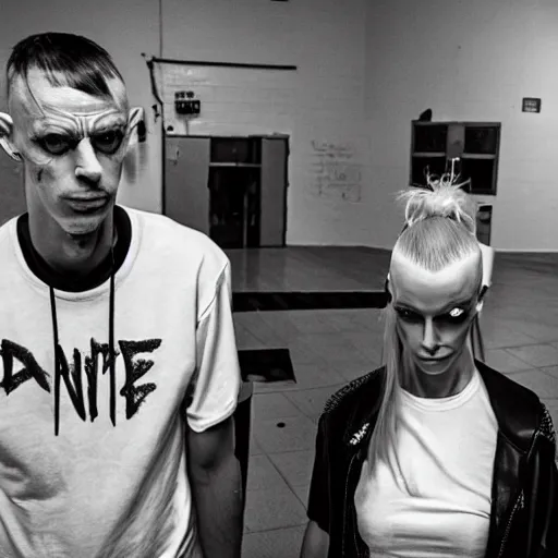 Prompt: die antwoord in prison, candid photography