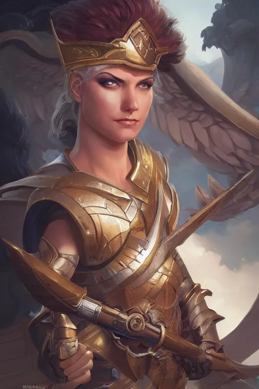 Image similar to amazon valkyrie athena, d & d, fantasy, portrait, highly detailed, headshot, digital painting, trending on artstation, concept art, sharp focus, illustration, art by artgerm and greg rutkowski and magali villeneuve