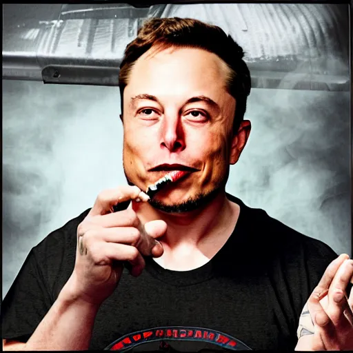 Prompt: elon musk smoking a joint on the joe rogan podcast, weed