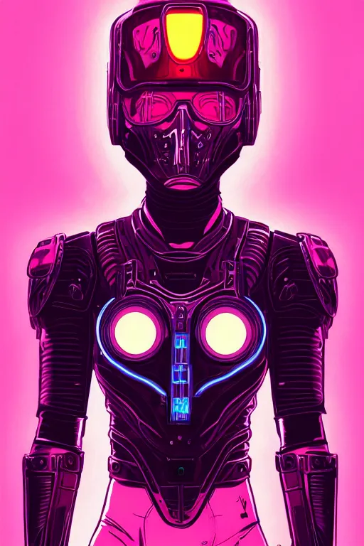 Image similar to portrait of a girl with a biomechanic armor and neon light by Laurie Greasley, digital painting, highly detailed, trending on artstation