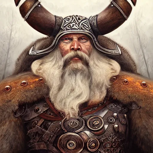 Prompt: digital painting of a hugh viking king by filipe pagliuso and justin gerard, symmetric, fantasy, highly, detailed, realistic, intricate