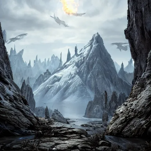 Prompt: hyperrealistic mixed media image of skyrim by ridley scott, stunning 3 d render inspired art by greg rutkowski and xiang duan and thomas eakes, perfect symmetry, flesh texture, realistic, highly detailed attributes and atmosphere, dim volumetric cinematic lighting, 8 k octane detailed render, post - processing, masterpiece,