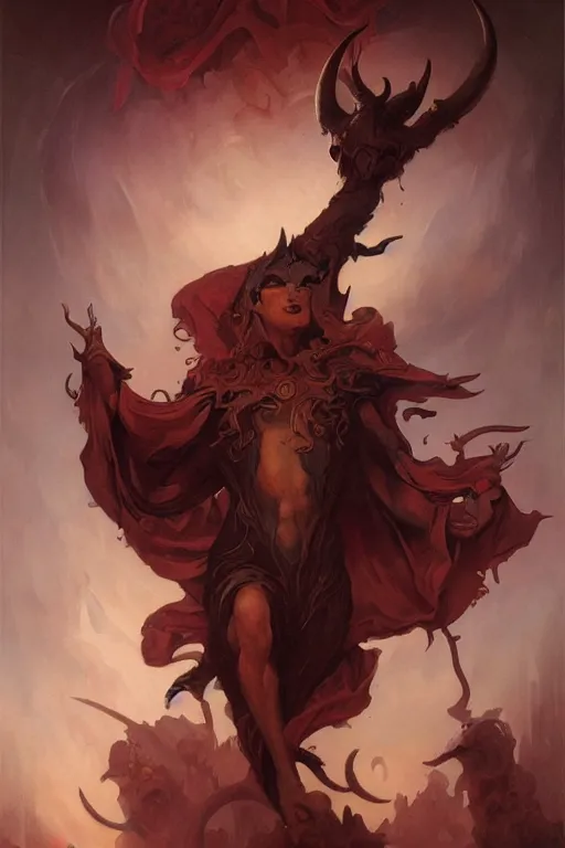 Image similar to Devil elder by Peter Mohrbacher in the style of Gaston Bussière, art nouveau