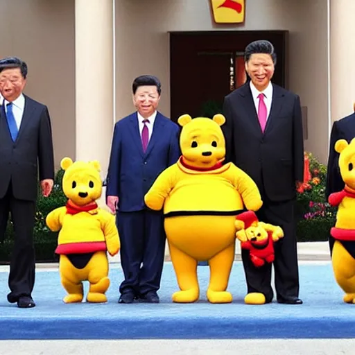 Prompt: Xi Jingping looking like Winnie the Pooh, parody