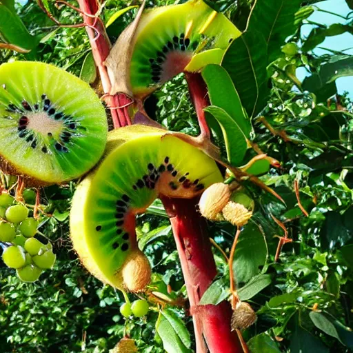 Prompt: how kiwi fruit grows