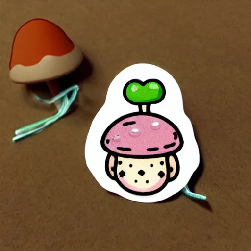 Image similar to cute mushroom with face sticker