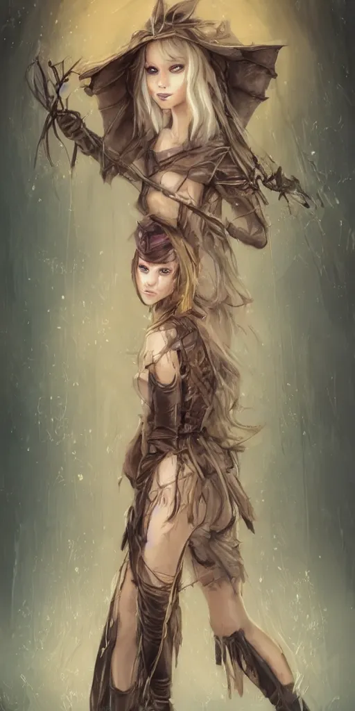 Prompt: Jennifer Lawrence scarecrow princess , dungeons and dragons character art, cute anime cat ears, character portrait, woman, very pretty face, wearing leather and lace, bare shoulders, cinematic lighting, in the style of Charlie Bowater, Tom Bagshaw, single face, symmetrical, headshot photograph, cinematic, portrait, Raphaelite, headroom, artstation, Pierre-Auguste Renoir