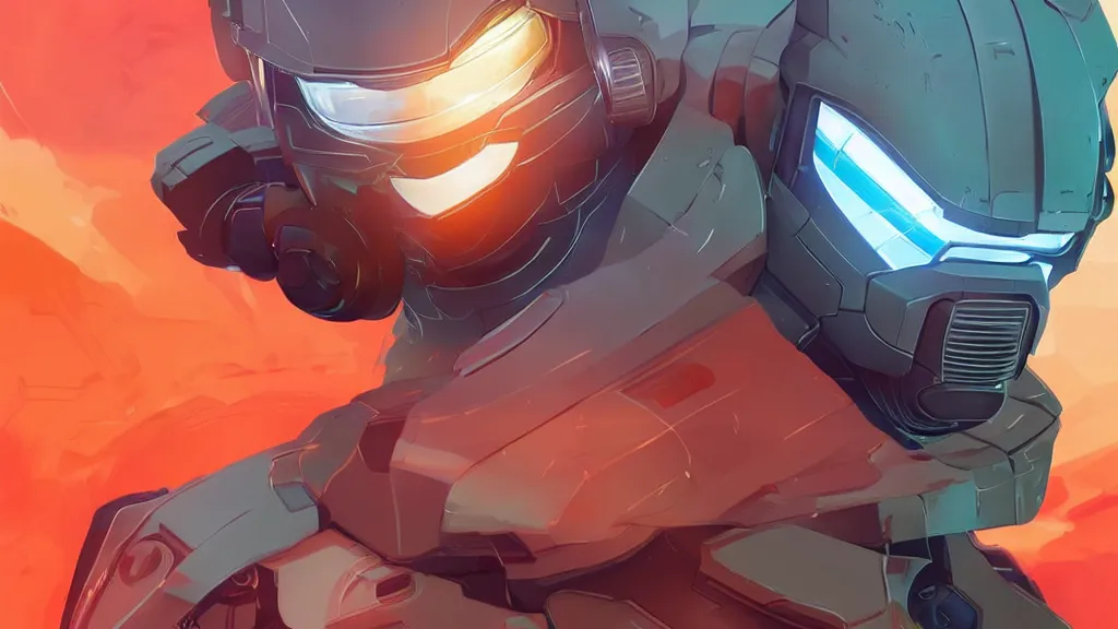 Image similar to master chief, clean cel shaded vector art. shutterstock. behance hd by lois van baarle, artgerm, helen huang, by makoto shinkai and ilya kuvshinov, rossdraws, illustration, halo