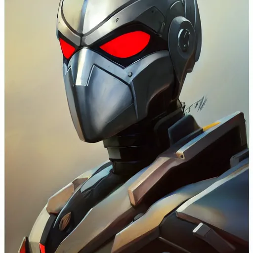 Image similar to greg manchess portrait painting of armored spiderman ultraman grey fox metal gear cyborg japanese - american hybrid as overwatch character, medium shot, asymmetrical, profile picture, organic painting, sunny day, matte painting, bold shapes, hard edges, street art, trending on artstation, by huang guangjian and gil elvgren and sachin teng