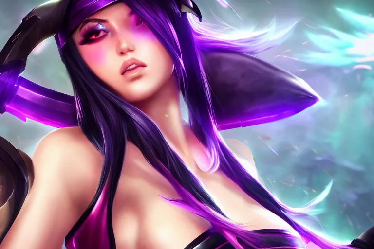 Image similar to league of legend, kda akali, beautiful, photograph, 8 k, realistic