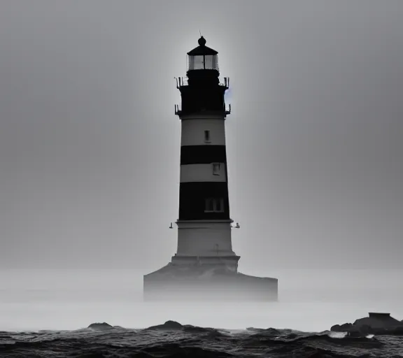 Prompt: A lighthouse beam passing through a ghost ship, foggy, dramatic, 4k, masterpiece,