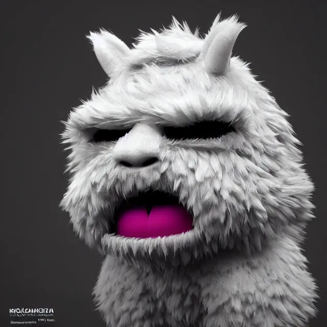 Image similar to ultra realistic fluffy monster designed by balenciaga, dark cinematic, volumetric, realistic, 3 d render, cinematic lighting, ray tracing, cinematic, unreal engine 5, unreal engine render, octane render, hd, photorealism, hyper realistic, photo, 8 k