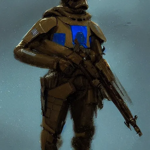 Image similar to star wars concept art by greg rutkowski, soldier wearing a blue and black tactical gear of the hapes republic, digital painting, artstation, concept art, smooth, sharp foccus ilustration, artstation hq