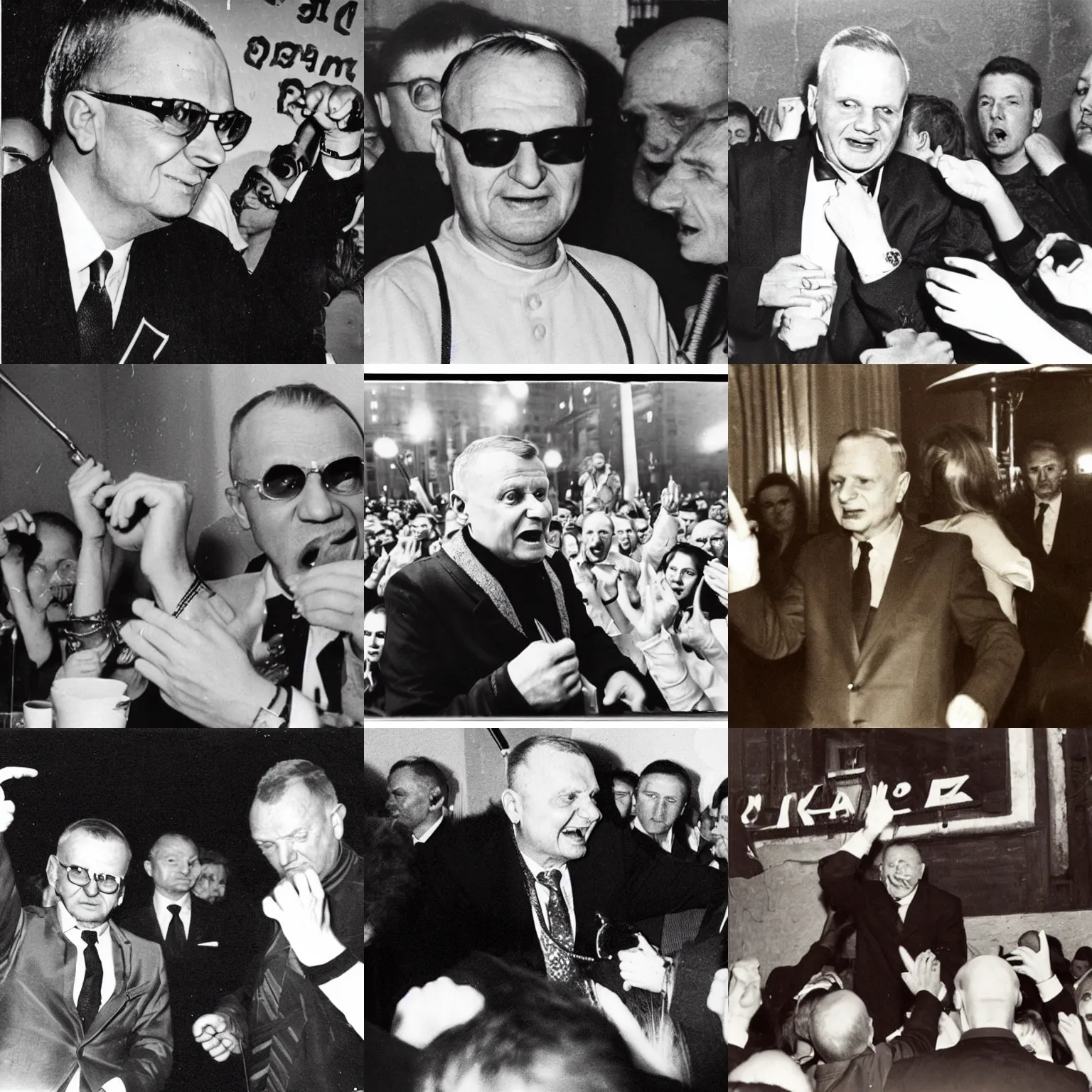 Prompt: Karol Wojtyła party hard, rave party