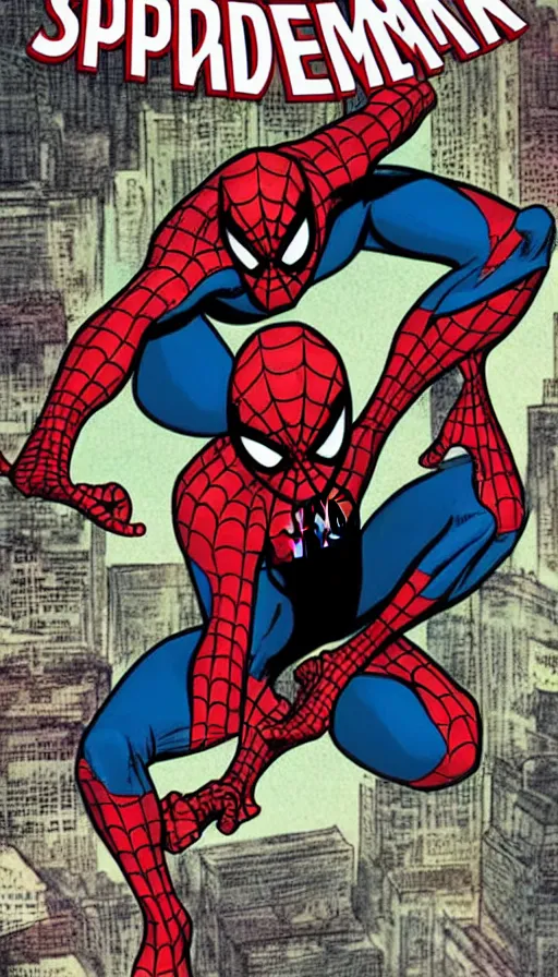 Image similar to comic book cover art of spiderman