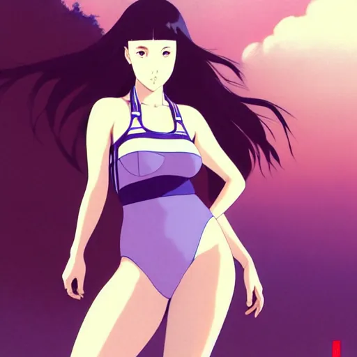 Image similar to a beautiful plus sized model japanese natalie portman, alluring plus sized model, wearing mayan leotard with overalls, street fashion hip hop style with mayan patterns, aztec street fashion, gapmoe yandere grimdark, trending on pixiv fanbox, painted by greg rutkowski makoto shinkai takashi takeuchi studio ghibli, akihiko yoshida