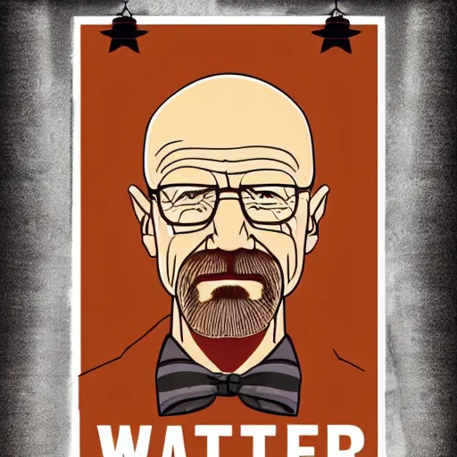 Image similar to Walter White depicted in an old style propaganda poster