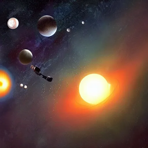 Image similar to sci-fi. Liu Qi Xin the three-body problem. The Alpha Centauri system. Planet Trisolaris. Good image quality. Photo.