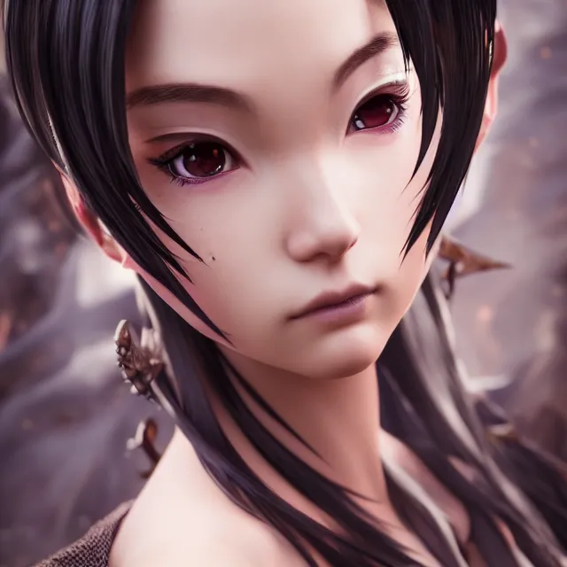 Image similar to perfectly centered close up portrait, anime goddess, candid photography, by anne stokes, highly detailed, character concept, unreal engine 5