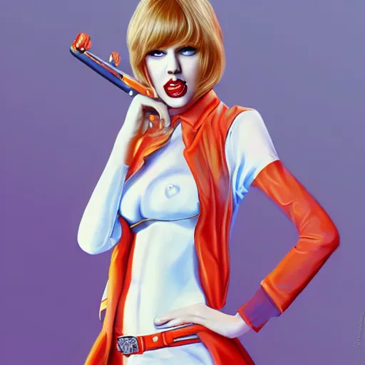 Prompt: full body shot of Taylor Swift cosplaying as Alex from Clockwork Orange, detailed and accurate, by artgerm, deviantart