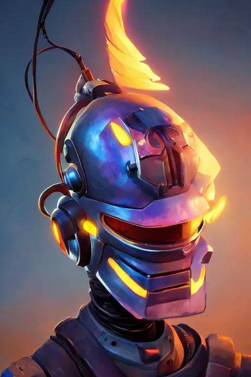 Image similar to epic mask helmet robot ninja portrait stylized as fornite style game design fanart by concept artist gervasio canda, behance hd by jesper ejsing, by rhads, makoto shinkai and lois van baarle, ilya kuvshinov, rossdraws global illumination radiating a glowing aura global illumination ray tracing hdr render in unreal engine 5