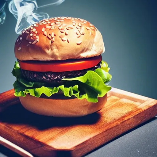 Image similar to a hamburger smoking