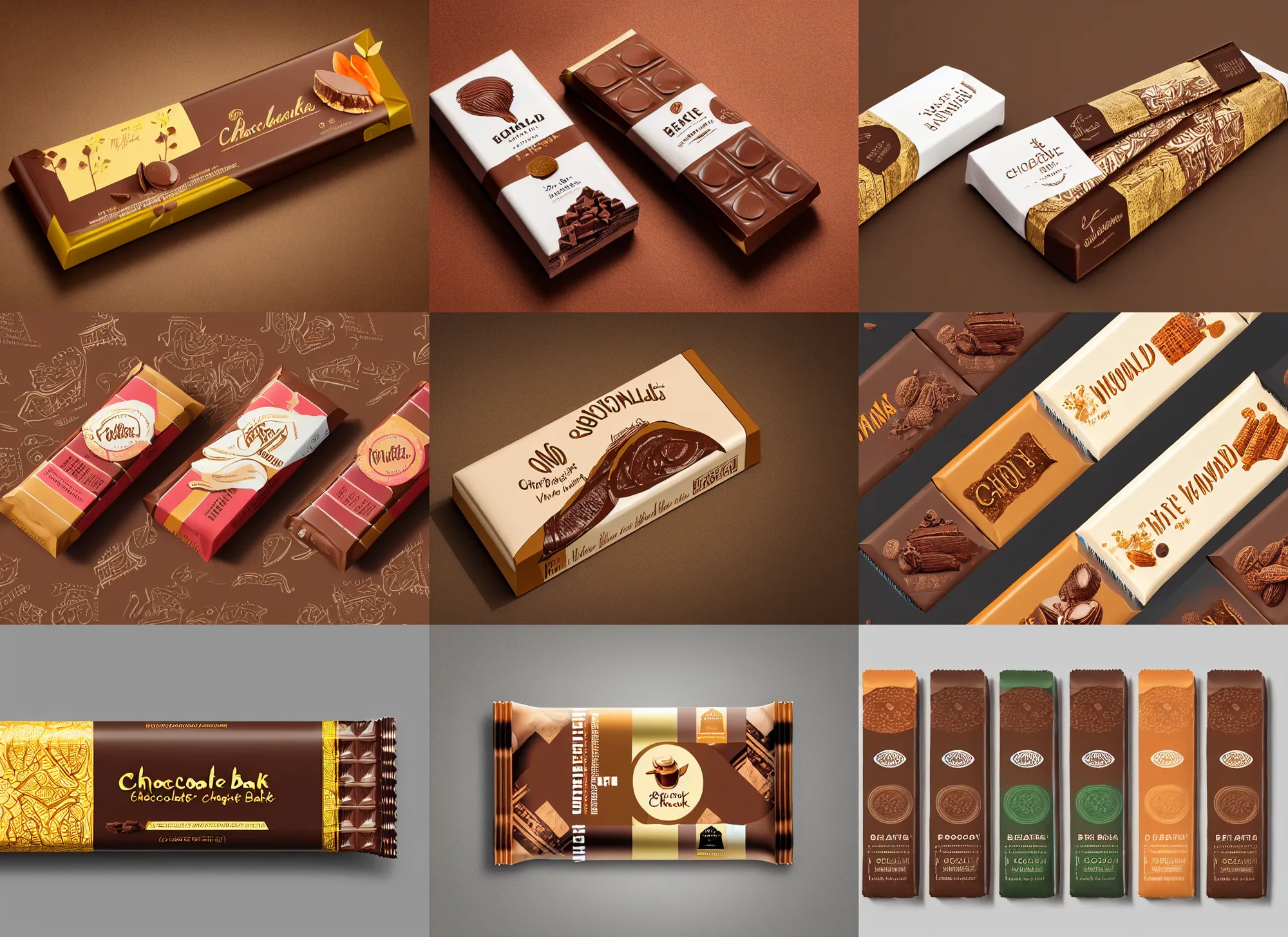 Prompt: conceptual designer chocolate bar packaging, inspired by kerala village, label design, behance, pinterest, packaging of the world, award, front label, packaging design, octane render