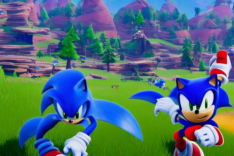 Image similar to sonic dancing in fortnite