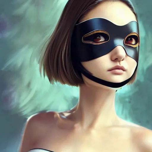 Prompt: a beautiful young japanese natalie portman alluring instagram model in crop top, wearing an intricate yokai mask made from latex by guweiz and wlop and ilya kuvshinov and artgerm and makoto shinkai and studio ghibli, symmetrical eyes, aesthetic, gorgeous, stunning, alluring, attractive, artstation, deviantart, pinterest, digital art