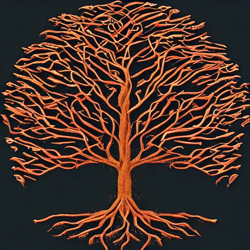 Image similar to tree of life made up of ones and zeros computer code