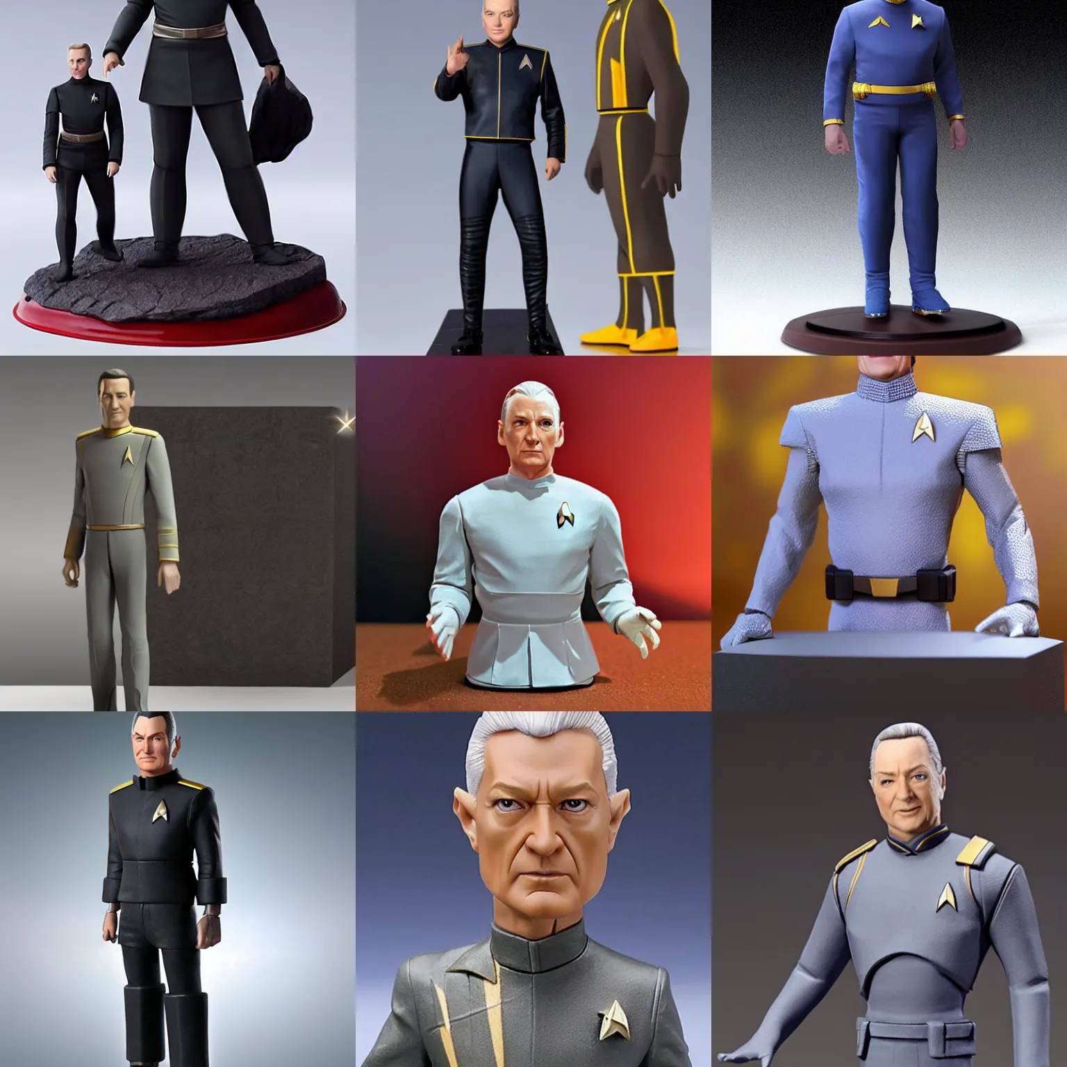 Prompt: a 3D figurine of Commander Data, Star Trek