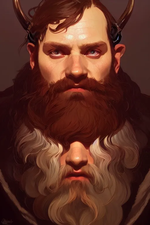 Image similar to a portrait of gimli, fantasy, sharp focus, intricate, elegant, digital painting, artstation, matte, highly detailed, concept art, illustration, ambient lighting, art by ilya kuvshinov, artgerm, alphonse mucha, and greg rutkowski