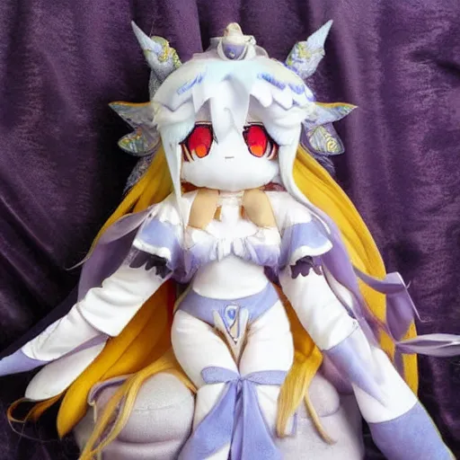 Image similar to cute fumo plush of a moon goddess, holy deity