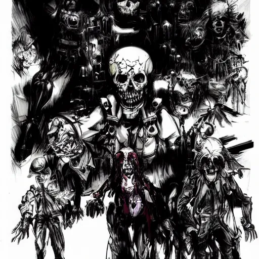 Image similar to horrific nightmare of the death train with the death conductor by godmachine dzo olivier scott fischer yoji shinkawa