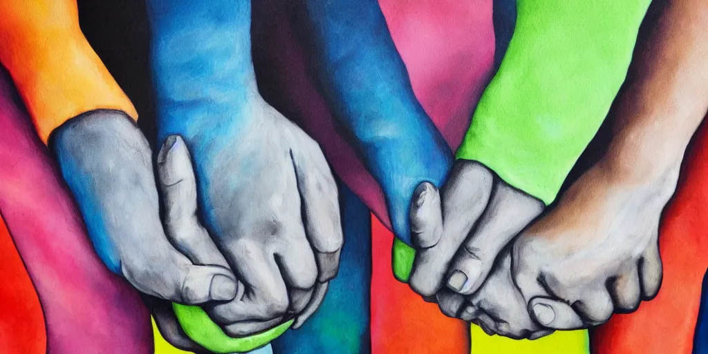 Image similar to detailed painting of holding hands