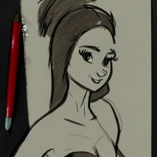 Image similar to milt kahl sketch of a cuban girl who looks like a squirrel as princess padme in star wars episode 3