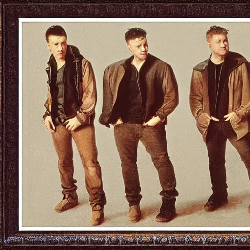 Prompt: westlife on stage art by leonardo da vinci