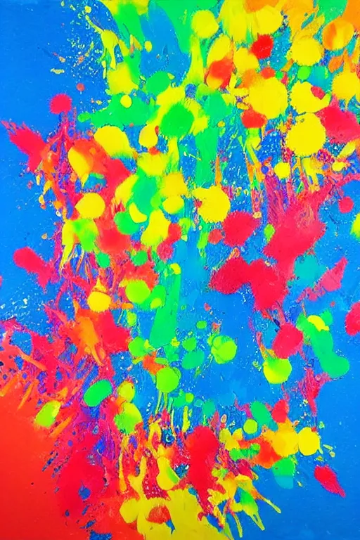 Image similar to table tennis art, paint splatters colorful