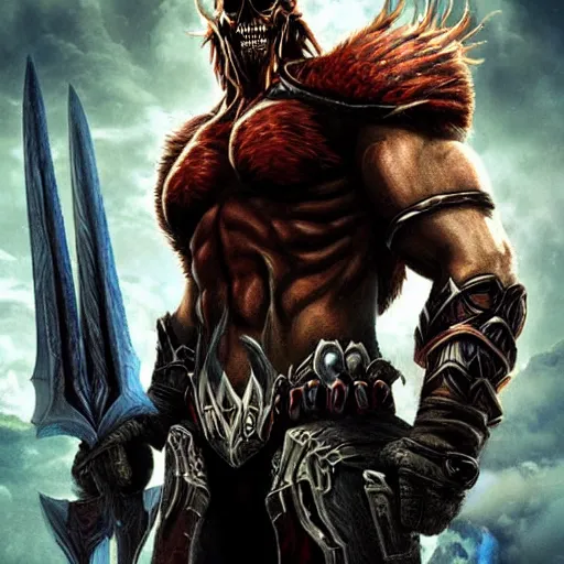 Image similar to ryan reynolds world of warcraft death knight movie poster