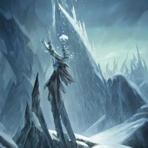 Prompt: cold portrait of pointy ice spikes rising from the ground, epic fantasy style, in the style of Greg Rutkowski, hearthstone artwork