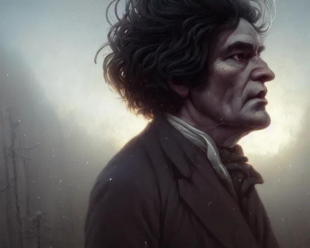 Prompt: highly detailed portrait of ludwig van beethoven, in the walking dead, stephen bliss, unreal engine, fantasy art by greg rutkowski, loish, rhads, ferdinand knab, makoto shinkai and lois van baarle, ilya kuvshinov, rossdraws, tom bagshaw, global illumination, radiant light, detailed and intricate environment