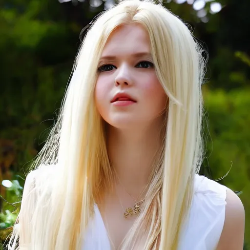 Image similar to of cute 2 0 year old female angel with long blonde hair and white dress