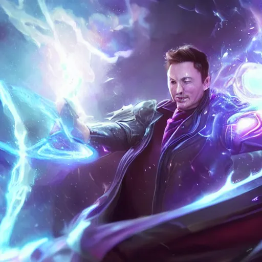 Image similar to portrait of elon musk as a spellcaster, league of legends amazing splashscreen artwork, splash art, natural light, elegant, photorealistic facial features, intricate, fantasy, detailed face, atmospheric lighting, anamorphic lens flare, cinematic lighting, league of legends splash art, hd wallpaper, ultra high details by greg rutkowski