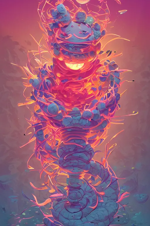 Image similar to roots cactus sushi cristal smurf ghost creature animal sushi cristal very big eye roots cactus elemental flush of force nature micro world fluo fishscale, behance hd by jesper ejsing, by rhads, makoto shinkai and lois van baarle, ilya kuvshinov, rossdraws radiating a glowing aura global illumination ray tracing hdr