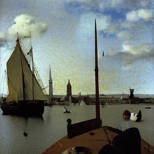 Prompt: sailing in copenhagen on a sunny day. hygge. by johannes vermeer