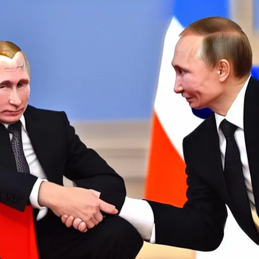 Image similar to putin teams up with a mysterious teenage putin