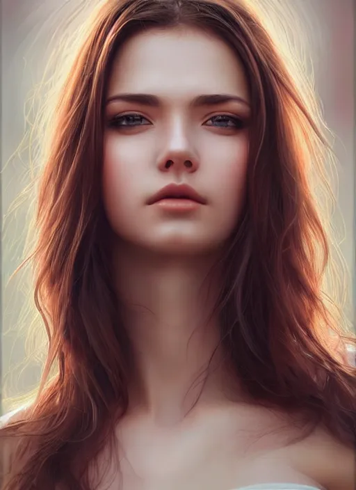 Image similar to photo of a gorgeous young woman in the style of stefan kostic, realistic, half body shot, sharp focus, 8 k high definition, insanely detailed, intricate, elegant, art by stanley lau and artgerm