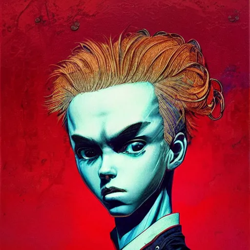 Image similar to prompt : soviet punk portrait soft light painted by james jean and katsuhiro otomo and erik jones, inspired by akira anime, smooth face feature, intricate oil painting, high detail illustration, sharp high detail, manga and anime 1 9 9 9