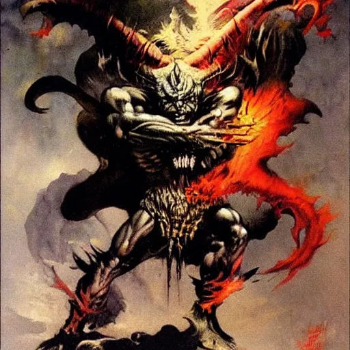 Prompt: demon by Frank Frazetta,fantasy artwork,bold,striking