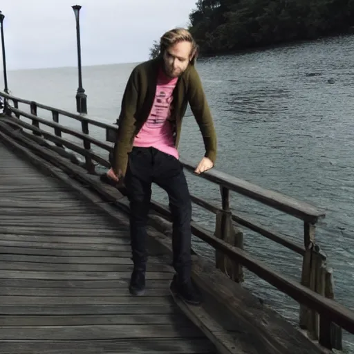 Image similar to pewdiepie on a bridge